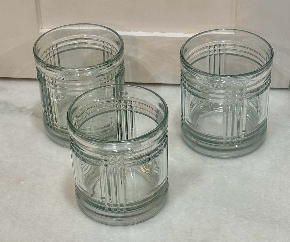 Set of 3 VTG Anchor Hocking Aberdeen Glen Plaid Lowball Old Fashioned Glasses